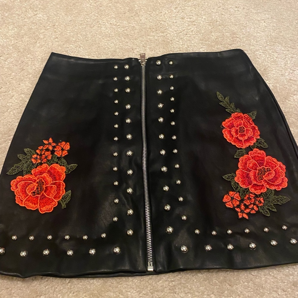 Black leather skirt
